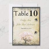 Heart Leaf Roze Boom  Vogelbruiloft Kaart (Achterkant)