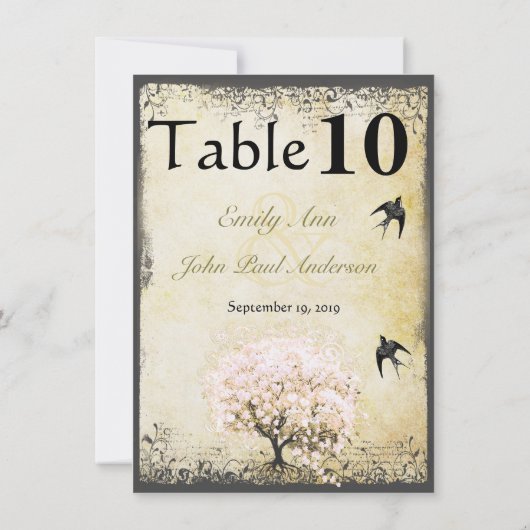 Heart Leaf Roze Boom  Vogelbruiloft Kaart (Achterkant)