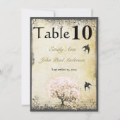 Heart Leaf Roze Boom  Vogelbruiloft Kaart (Voorkant)