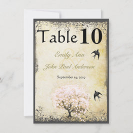 Heart Leaf Roze Boom  Vogelbruiloft Kaart