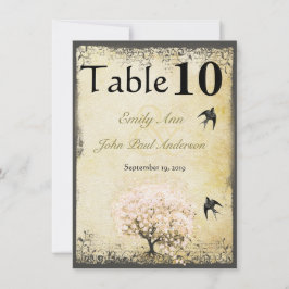 Heart Leaf Roze Boom  Vogelbruiloft Kaart