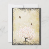 Heart Leaf Roze Boom  Vogels RSVP Kaartje (Achterkant)