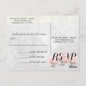 Heart Leaf Roze Forest Tree  Bird Wedding Briefkaart (Achterkant)
