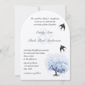 Heart Leaf Soft Powder Blue Tree Bird Kaart (Voorkant)