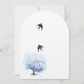 Heart Leaf Soft Powder Blue Tree Bird Kaart (Achterkant)