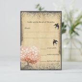 Heart Leaf Tree Light Coral Birds Weddenschap RSVP Kaartje (Staand voorkant)
