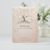 Heart Leaf Tree Roos Gold Wedding Invitae Kaart (Staand voorkant)