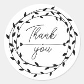 heart Leaf Wreath Thank You business parcel Ronde Sticker (Voorkant)