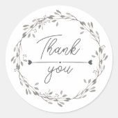 heart Leaf Wreath Thank You business parcel Ronde Sticker (Voorkant)