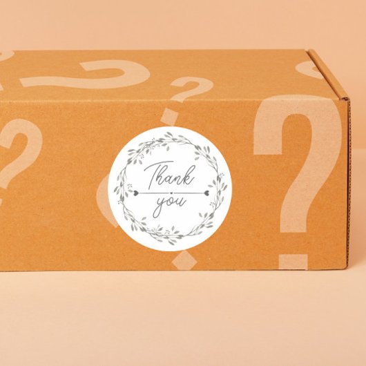 heart Leaf Wreath Thank You business parcel Ronde Sticker