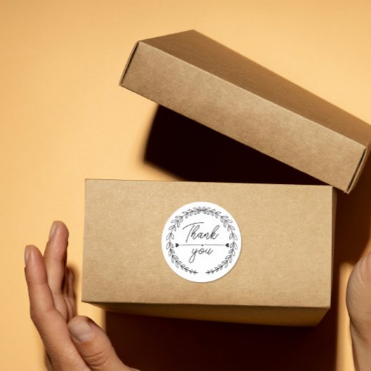 heart Leaf Wreath Thank You business parcel Ronde Sticker