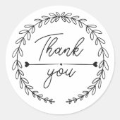 heart Leaf Wreath Thank You business parcel Ronde Sticker (Voorkant)