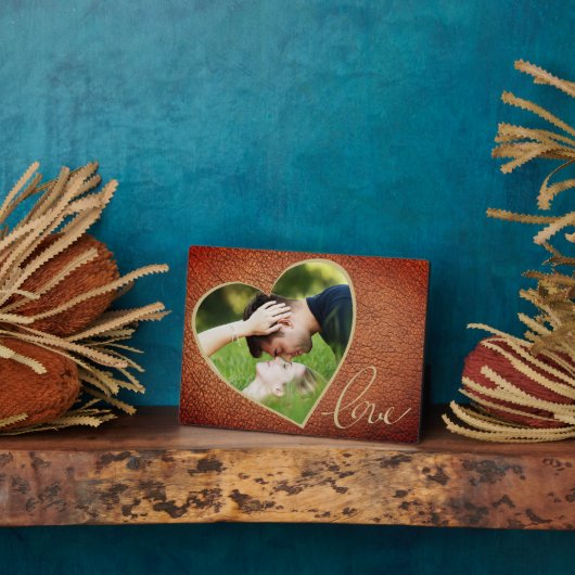 Heart Leather Print Love Valentijn Day Foto Fotoplaat (Zijkant)
