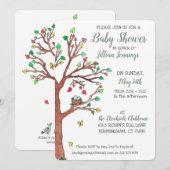 Heart Leaves Mobile Bird Nest Baby shower Kaart (Voorkant / Achterkant)