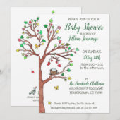 Heart Leaves Mobile Bird Nest Baby shower Kaart (Voorkant / Achterkant)