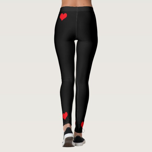 Heart Legging Red op zwart (Achterkant)