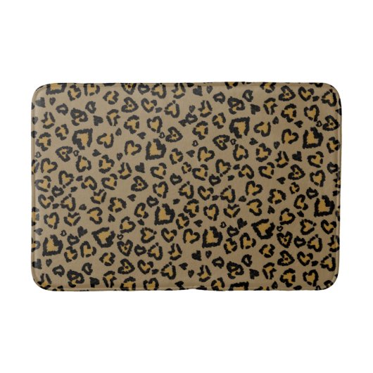 Heart Leopard Pattern in Natural Colors Badmat (Voorkant)
