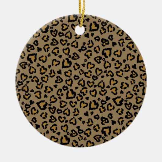 Heart Leopard Pattern in Natural Colors Keramisch Ornament (Voorkant)