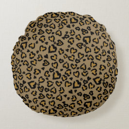 Heart Leopard Pattern in Natural Colors Rond Kussen