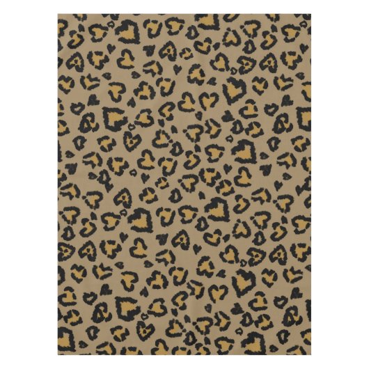 Heart Leopard Pattern in Natural Colors Tafelkleed (Voorkant)