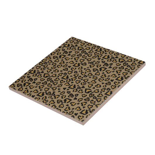 Heart Leopard Pattern in Natural Colors Tegeltje (Zijkant)