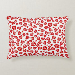 Heart Leopard Pattern in Red and White Accent Kussen