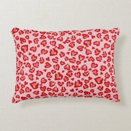 Heart Leopard Pattern in Red on Blush Accent Kussen