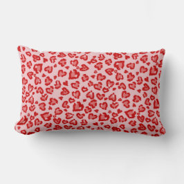 Heart Leopard Pattern in Red on Blush Kussen