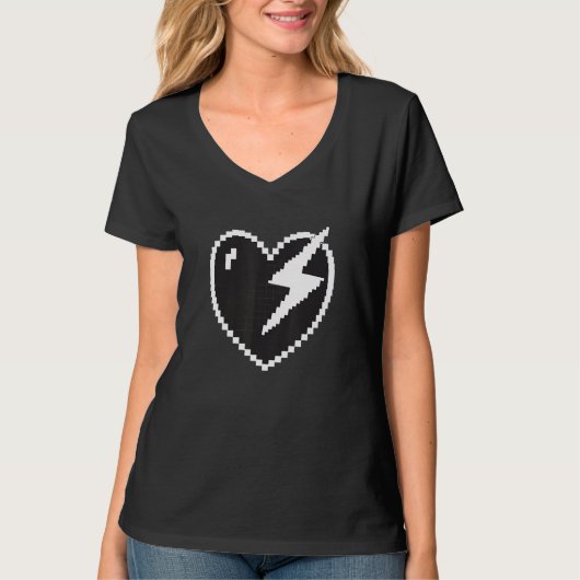 Heart Lightning Pixel Gamer T-shirt (Voorkant)