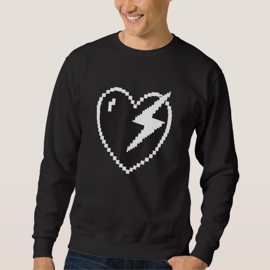 Heart Lightning Pixel Gamer Trui (Voorkant)