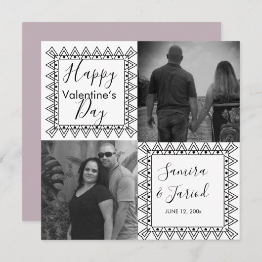 Heart Lijst Black White Photo Valentijn Day Card (Voorkant / Achterkant)