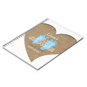 Heart Lijst Burlap Baby shower Guest Book Notitieboek (Linkerzijde)