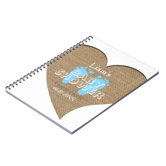Heart Lijst Burlap Baby shower Guest Book Notitieboek (Linkerzijde)