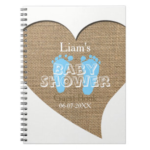 Heart Lijst Burlap Baby shower Guest Book Notitieboek