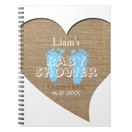 Heart Lijst Burlap Baby shower Guest Book Notitieboek (Voorkant)