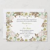 Heart Lijst Greenery Rozen Wedding Kaart (Voorkant)