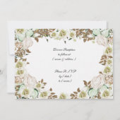 Heart Lijst Greenery Rozen Wedding Kaart (Achterkant)