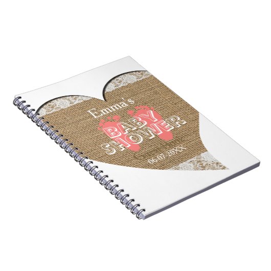 Heart Lijst  Lace Baby shower Guest Book Notitieboek (Rechterzijde)