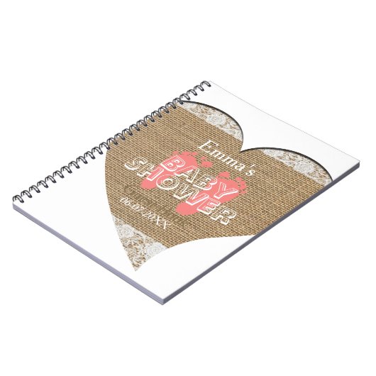 Heart Lijst  Lace Baby shower Guest Book Notitieboek (Linkerzijde)