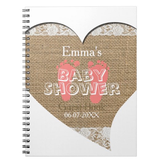 Heart Lijst  Lace Baby shower Guest Book Notitieboek (Voorkant)