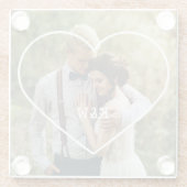 Heart Lijst Modern Monogram Foto Glazen Onderzetter (Achterkant)
