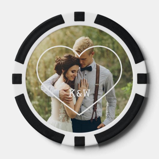 Heart Lijst Monogrammed Foto Poker Chips (Voorkant)