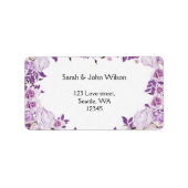 Heart Lijst Paarse lavender Rozen Weddenschap Etiket (Voorkant)
