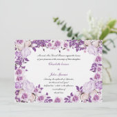 Heart Lijst Paarse lavender Rozen Weddenschap Kaart (Staand voorkant)