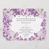 Heart Lijst Paarse lavender Rozen Weddenschap Kaart (Voorkant / Achterkant)