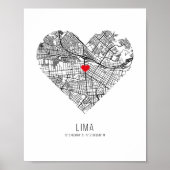 Heart Lima City Map (Peru) Poster (Voorkant)