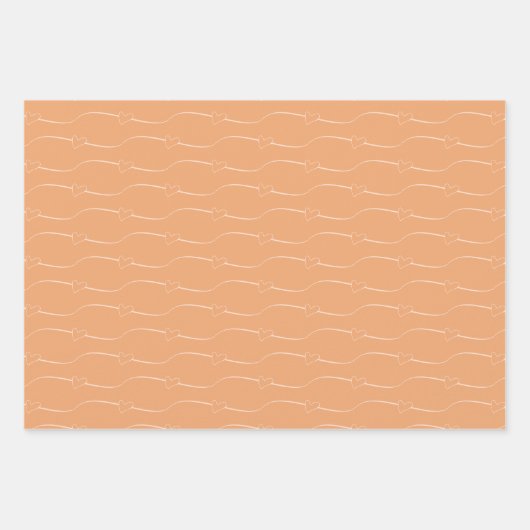 Heart Link Peach bruiloft Verloving Inpakpapier Vel (Voorkant 3)