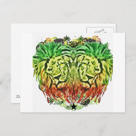 HEART LION RASTA BRIEFKAART (Voorkant / Achterkant)