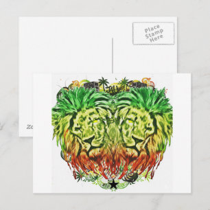 HEART LION RASTA BRIEFKAART