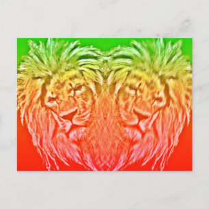 HEART LION RASTA BRIEFKAART